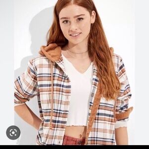 American Eagle AE Women’s Cozy Cabin Oversized Hoodie Flannel